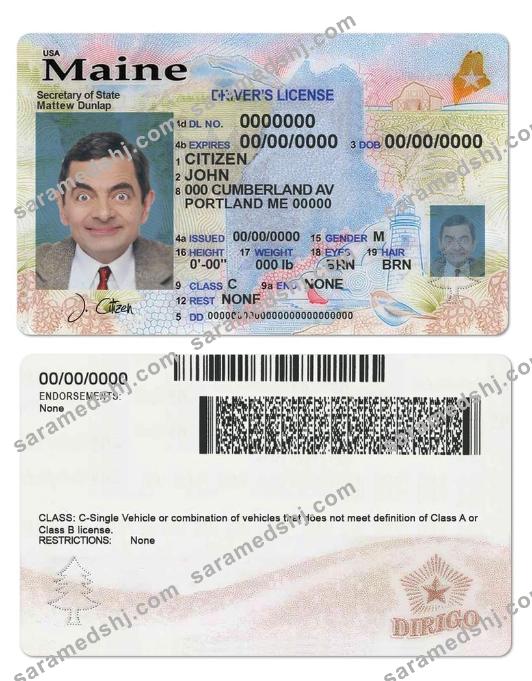 USA Maine state driving license template in PSD format, with all fonts (2019 – present)